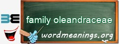 WordMeaning blackboard for family oleandraceae